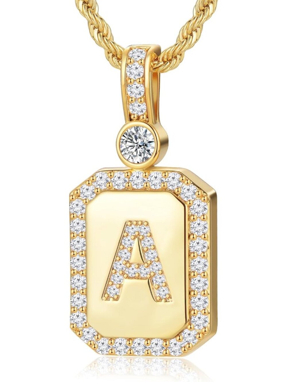 Elegant 24K Gold Filled Initial Necklace with Diamonds for Women